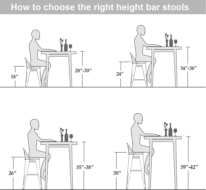 Changjie Furniture 26 Inch Bar Stools Set of 4 Industrial Metal Barstools - Image 3