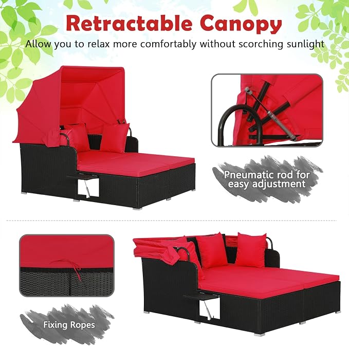 ORALNER Outdoor Daybed, 2-Person Wicker Patio Sofa - Image 3