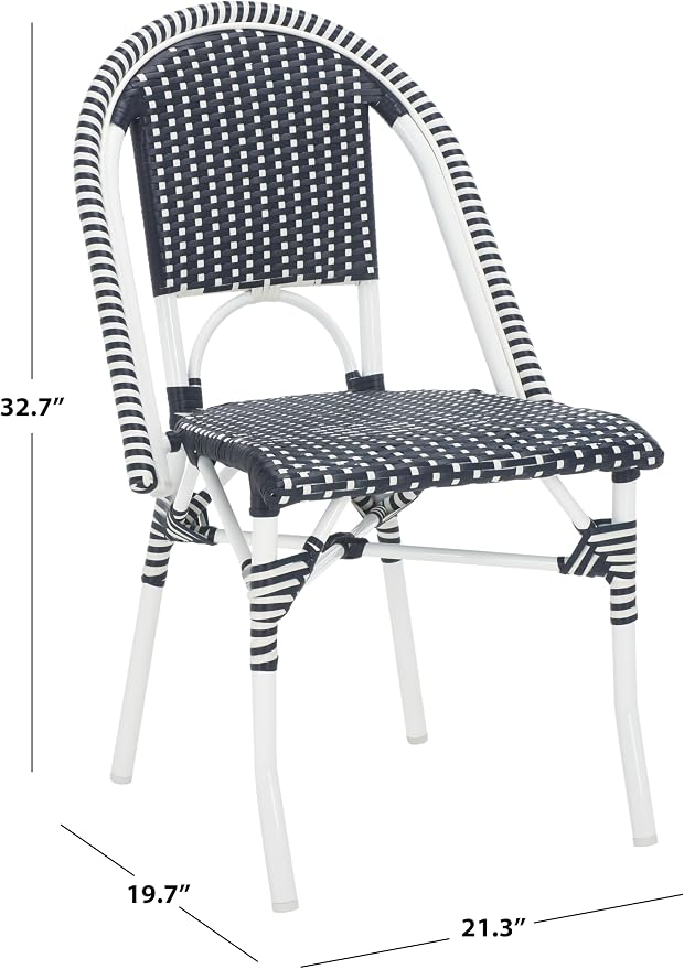 SAFAVIEH Outdoor Collection Torino Navy & White Parisian Bistro Chair Set of 2 - Image 3