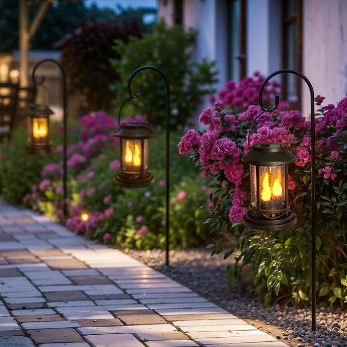 Beautyard 6 Packs Outdoor Solar Candles Lights Flickering Decorative Lantern - Image 3