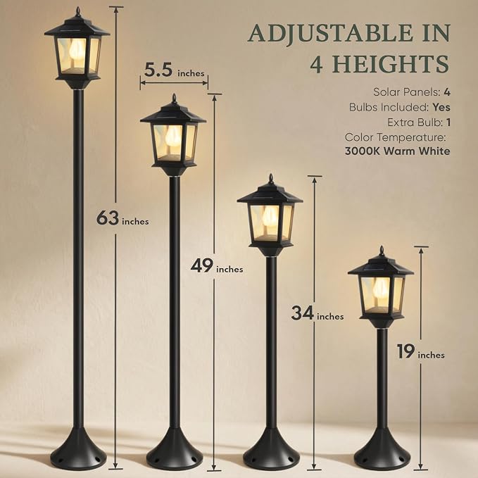 PASAMIC Outdoor Solar Post Lights, Waterproof Floor Lamps, Warm White Pole - Image 7