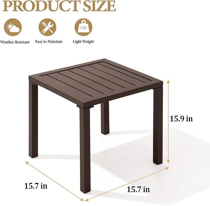 Crestlive Products Aluminum Outdoor Side Table, Pool Lounge Chair Side Table - Image 3