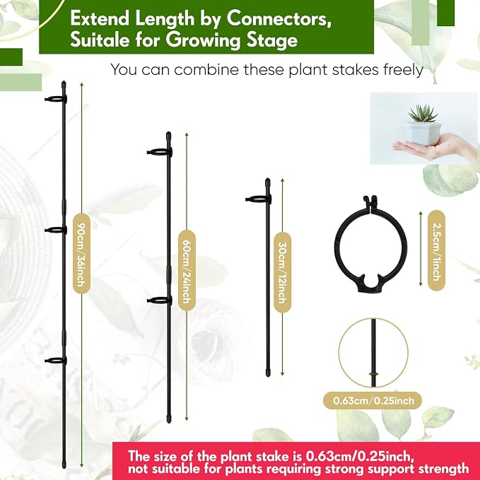 meekoo 30 Pcs Adjustable Garden Plant Support Stakes Single Stem Plant Cage - Image 2