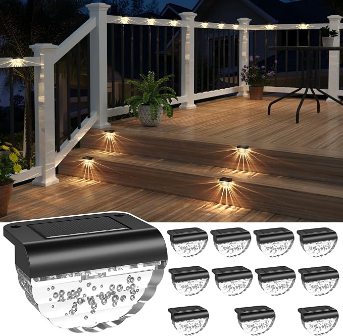 12 Pack Solar Deck Lights Outdoor, Solar Step Lights Waterproof - Image 5