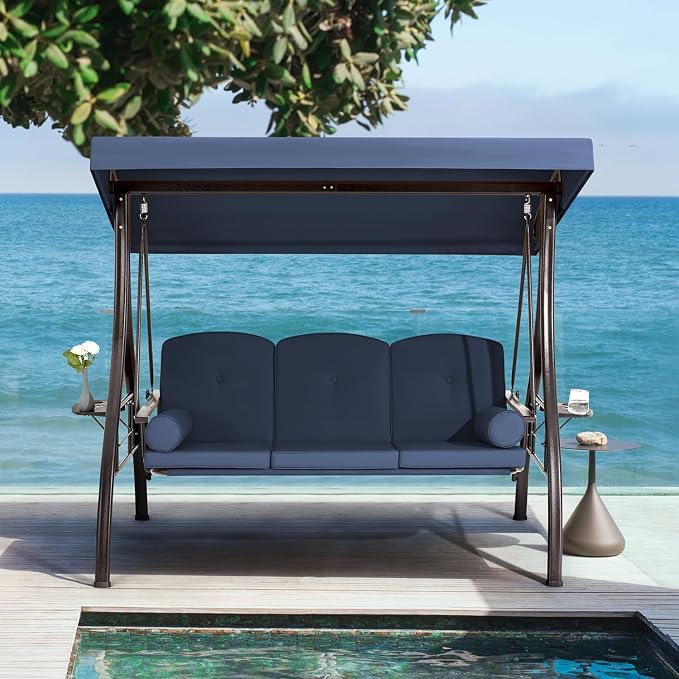 HOMREST 3 Person Outdoor Porch Swing by HOMREST
