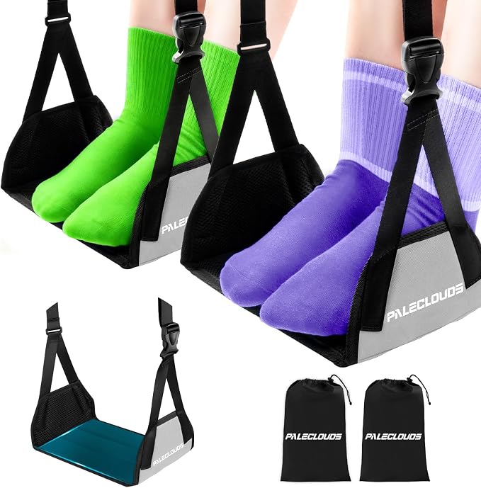 Foot Hammock for Plane Travel, No Collapse Thickened Bamboo Airplane Foot Rest by Paleclouds