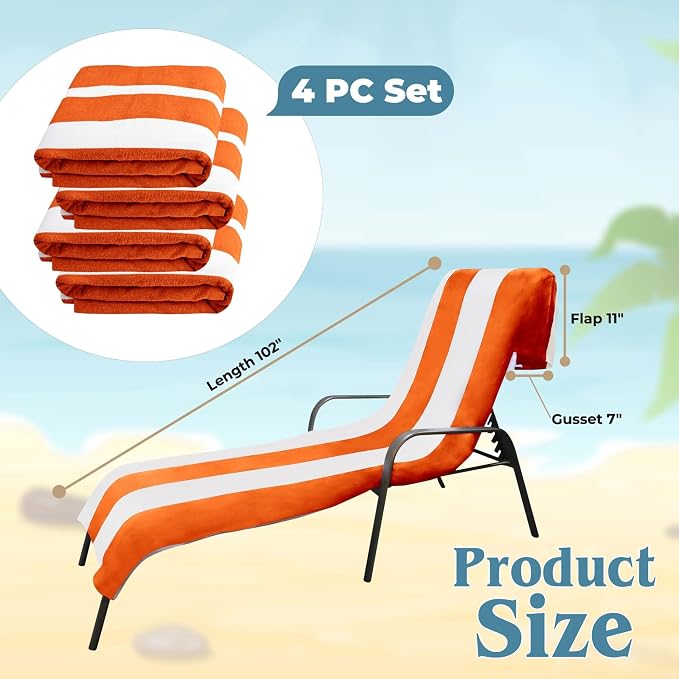 Superior Cabana Cotton Lounge Chair Cover, Outdoor Towel/Chaise Furniture Covers - Image 5