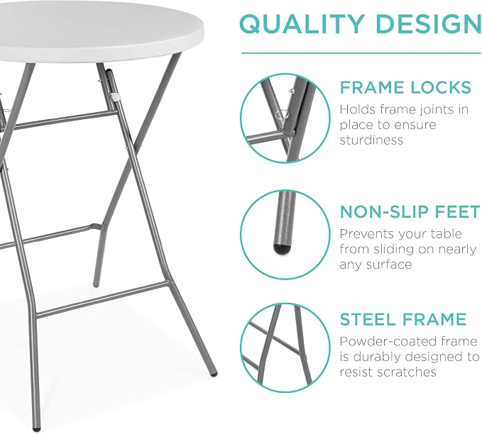 Best Choice Products 32in Bar Height Folding Table, Round Indoor Outdoor - Image 6