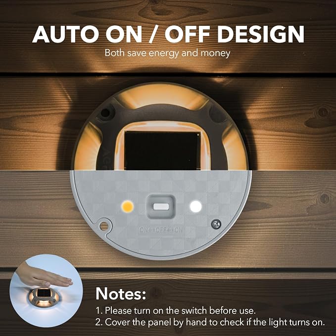 AGPTEK Solar Driveway Lights Outdoor 8 Pack, 2 Color Modes LED Deck Dock Marine - Image 8