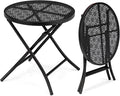 Folding Outdoor Side Tables, Small Patio Table Round Metal End Table by Unknown