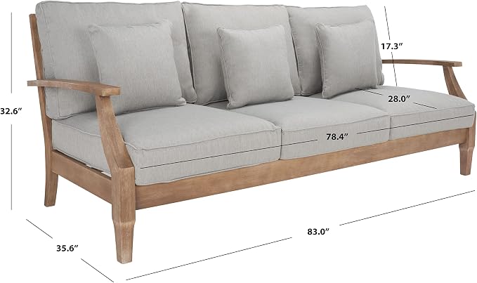 SAFAVIEH Outdoor Couture Collection Martinique Natural/Grey Solid Wood Patio - Image 3