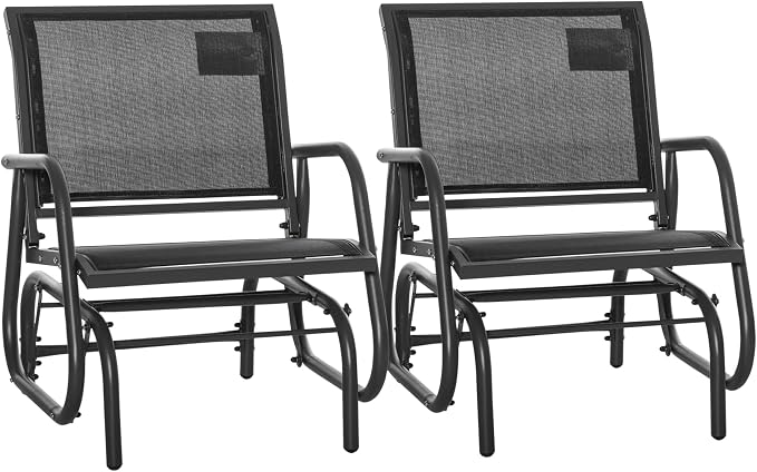 Outsunny Porch Glider Set of 2, Metal Frame Swing Glider Chair by Outsunny