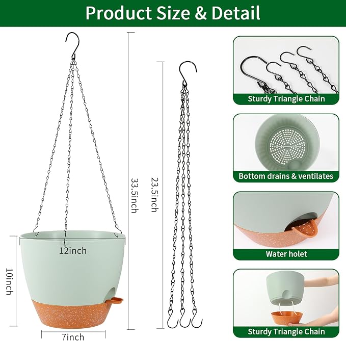 GARDIFE Large Hanging Planter, 12 inch Hanging planters - Image 2