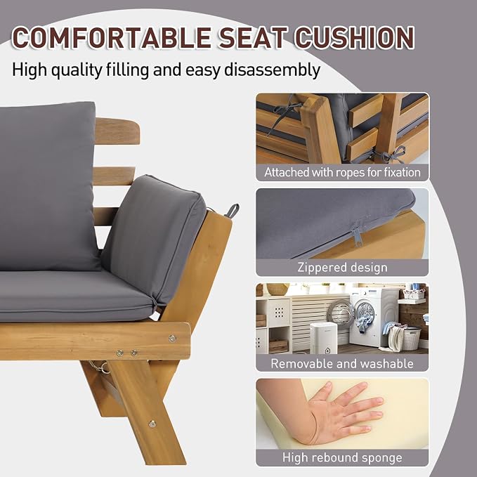 FDW Outdoor Patio Couch Daybed Sofa Loveseat Seating Outdoor Couch Daybed - Image 7