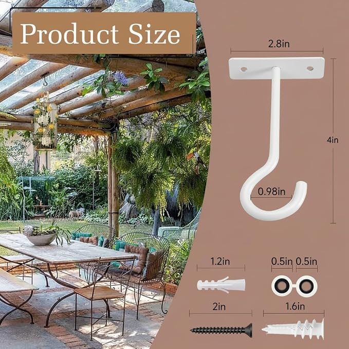 2Pack 4Inch Ceiling Hooks for Hanging Plant, Hanger for Indoor and Outdoor - Image 3
