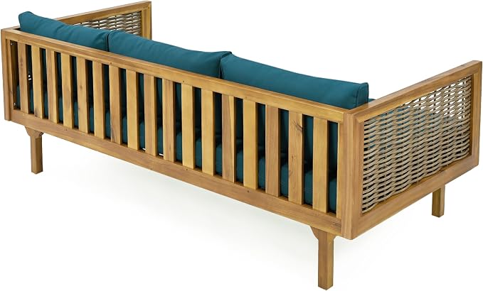 Merax 67.5" Outdoor Patio Daybed 3 Seater Sofa Bed, Acacia Wood Frame - Image 7