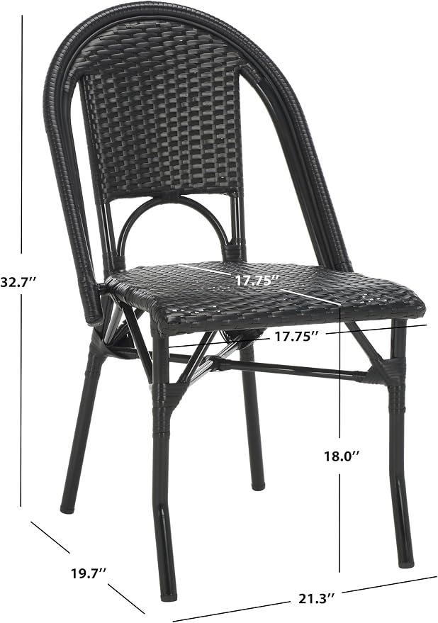 SAFAVIEH Outdoor Collection Torino Black Parisian Bistro Chair Set of 2 - Image 3
