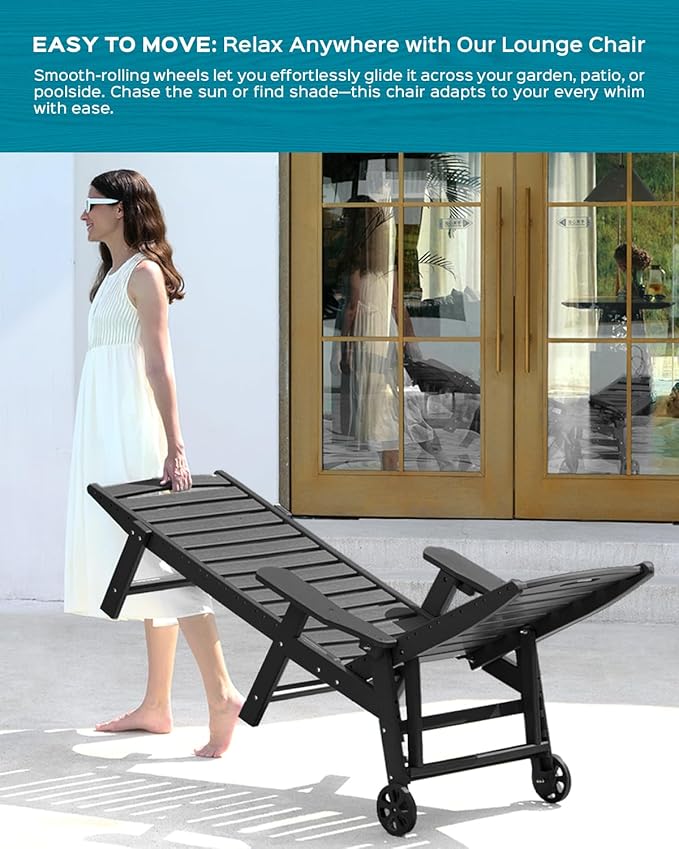 Outdoor Lounge Chair Set of 4, All Weather Patio Chaise Lounge Chair - Image 6