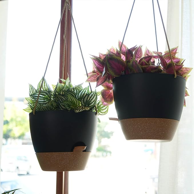 10 Inch Self Watering Hanging Pots, 2 Pack Hanging Planters - Image 6