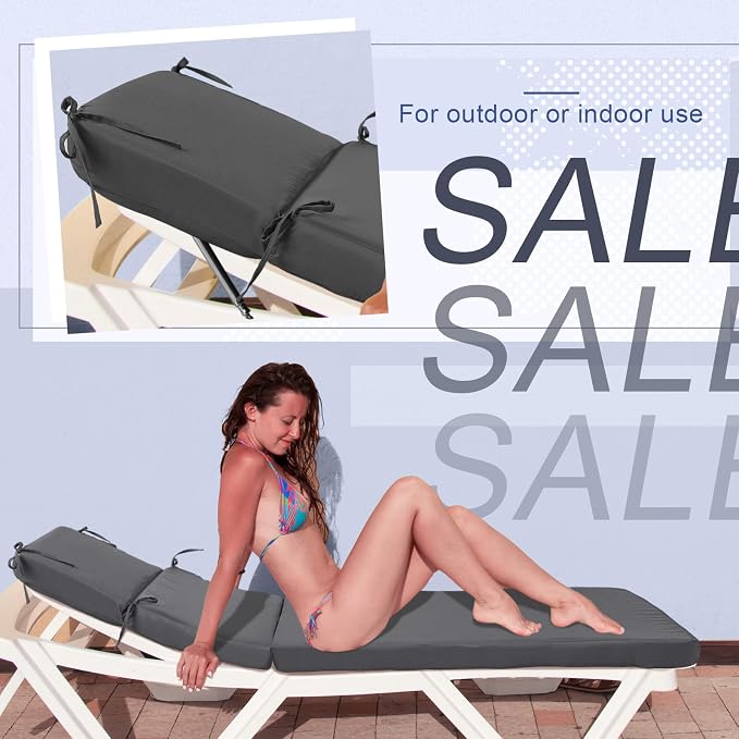 2 Pcs Indoor Outdoor Chaise Lounge Cushions Sponge Bench Outdoor Furniture - Image 3