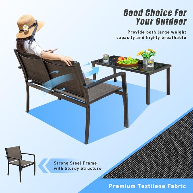 Devoko 4 Pieces Patio Furniture Set Outdoor Garden Patio Conversation Sets - Image 4