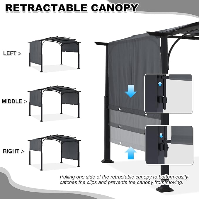 MASTERCANOPY 10x12ft Outdoor Retractable Pergola - Image 4