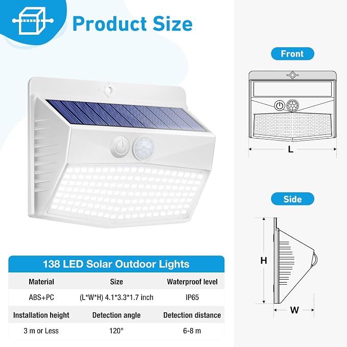Peasur 16 Packs Solar Outdoor Lights Motion Sensor Solar Security Lights - Image 7