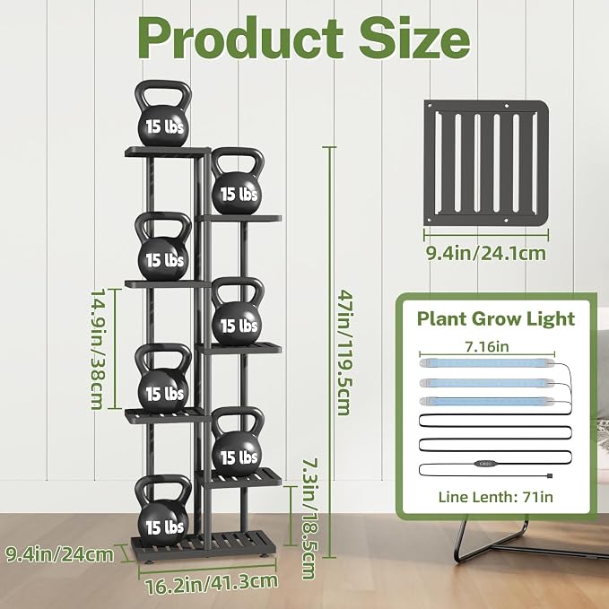 iDavosic.ly Plant Stand with Grow Light Indoor Outdoor, 6-Tier Tall Metal - Image 3