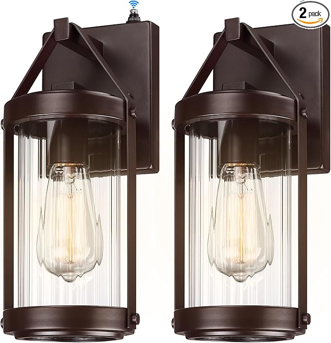 LONEDRUID 2 Pack Dusk to Dawn Sensor Outdoor Wall Sconce Lighting Waterproof by LONEDRUID