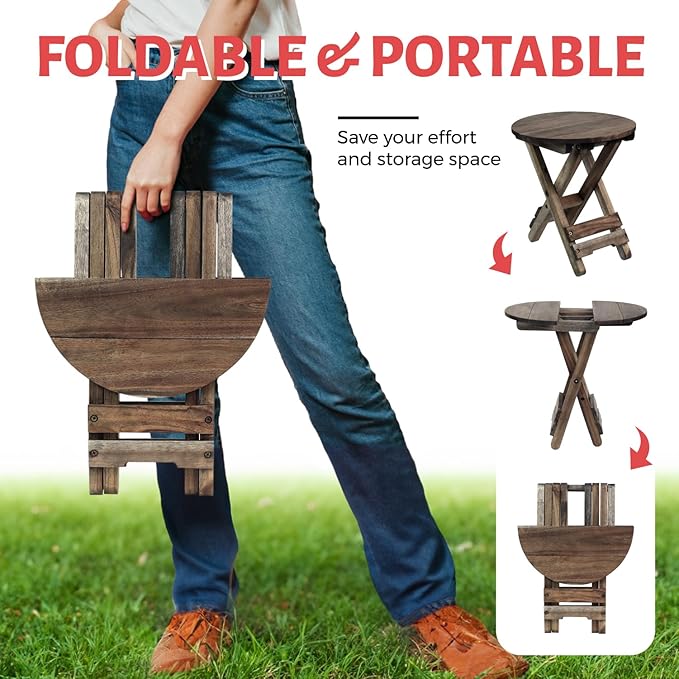 Small Patio Table, Outdoor Folding Side Table, Portable Accent Coffee End Table - Image 5