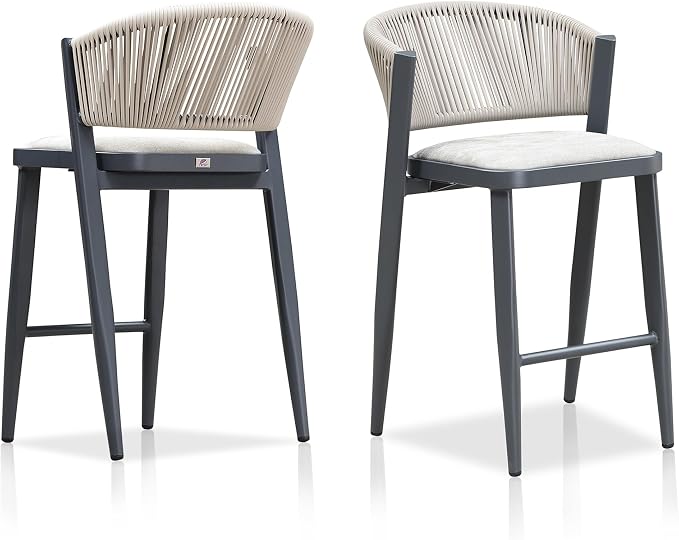 PURPLE LEAF Counter Height Bar Stool Set of 2 Patio Bar Stools Bar Height by PURPLELEAF