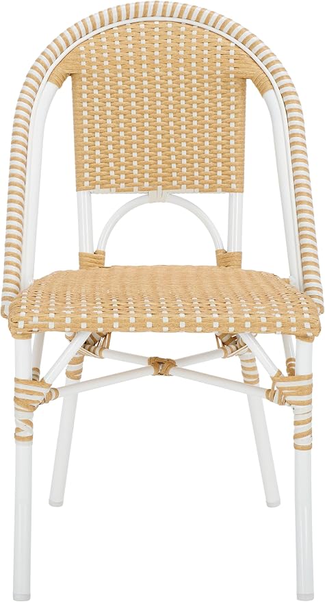 SAFAVIEH Outdoor Collection Torino Natural Wash & White Parisian Bistro Chair - Image 7
