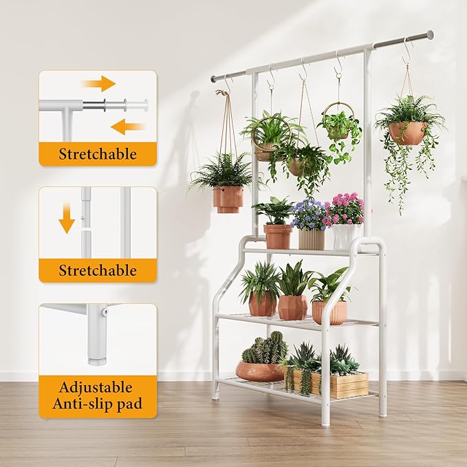 Plant Stand Indoor Outdoor, 3-Tier Heavy Duty Metal Hanging Plant Shelf - Image 4
