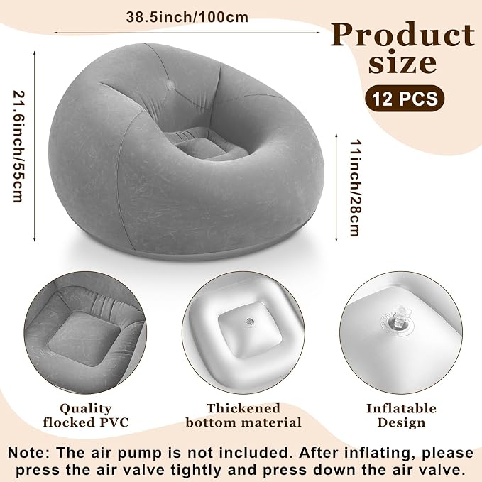 Realspring Inflatable Bean Bag Chairs Outdoor Blow up Camping Chairs Inflatable - Image 3