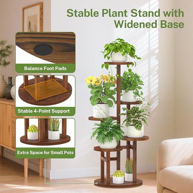 iDavosic.ly 5 Tier Plant Stand Indoor, Tiered Corner Wood Multiple Flower - Image 6