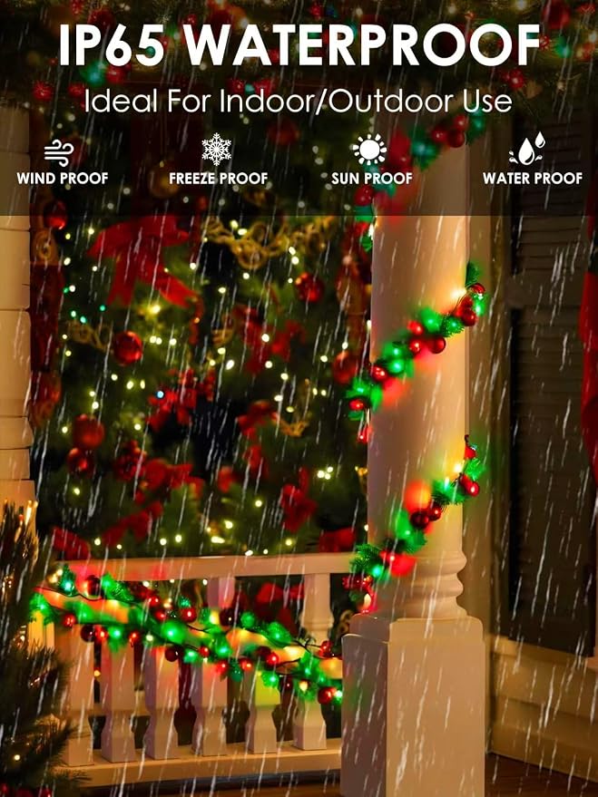 Red Green Solar Christmas Lights Outdoor Decorations Waterproof, Tatal 4 Pack - Image 3