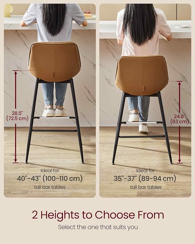 VASAGLE Bar Stools Set of 2, Counter Height Bar Stools - Image 2