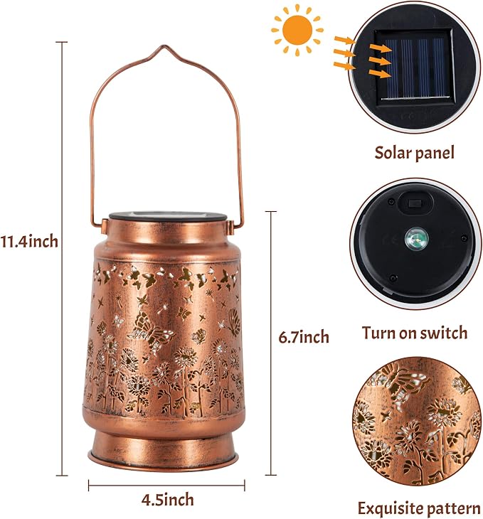 Butterfly Solar Lantern Lights, Outdoor Lanterns Garden Decor, Hanging Solar - Image 5