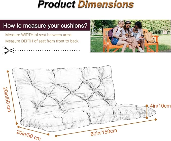 2-3 Seat Swing Replacement Cushion, Outdoor Bench Cushions - Image 6