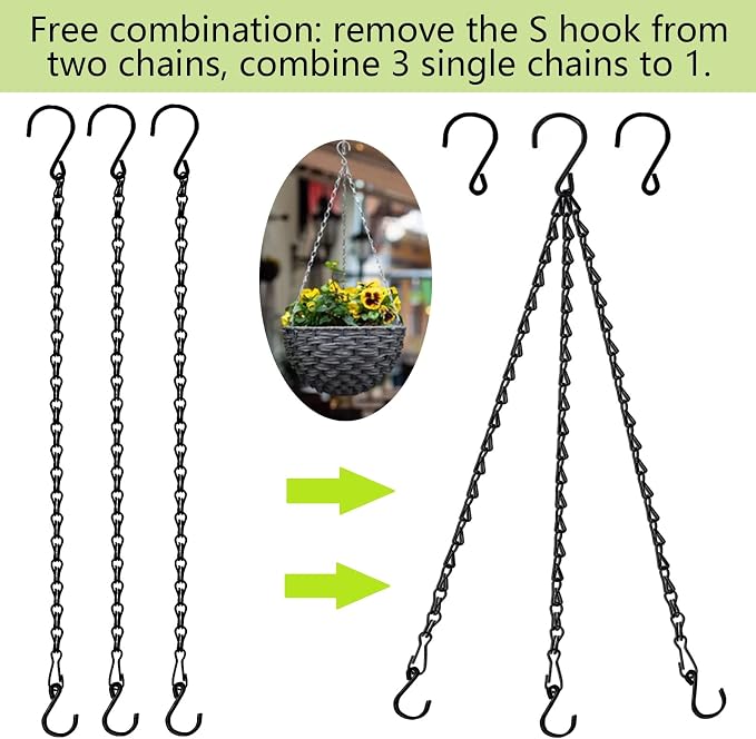 RIFNY Hanging Chains with Hooks, 10 Pieces 24 Inch Black Chain - Image 5