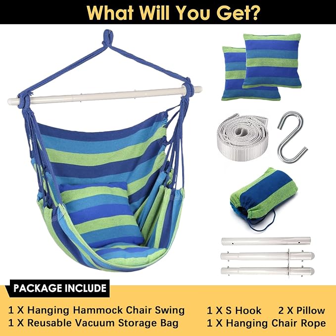 Hammock Chair Hanging Rope Swing, Topind Hanging Chair - Image 6