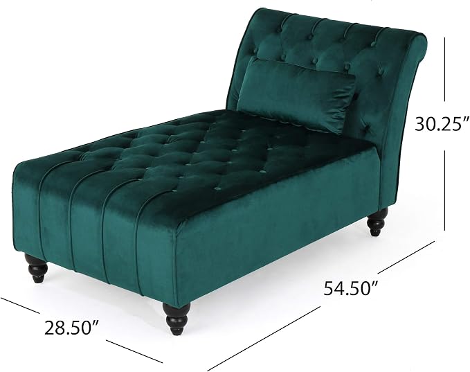 Christopher Knight Home Rafaela Modern Glam Tufted Velvet Chaise Lounge - Image 3
