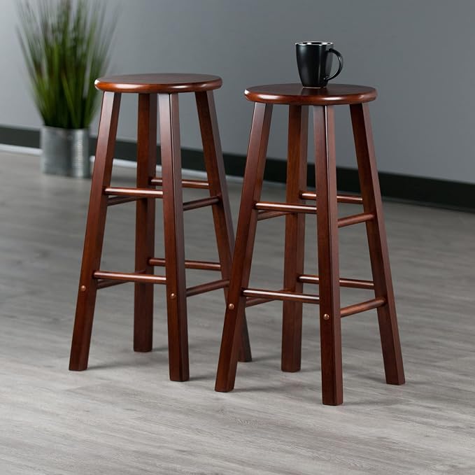 Winsome Element 2-Piece Counter Stool Set, Classic Backless Bar Chairs - Image 2