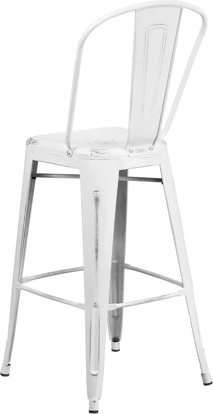EMMA + OLIVER Commercial Grade 30" H Distressed White Metal Indoor-Outdoor - Image 7