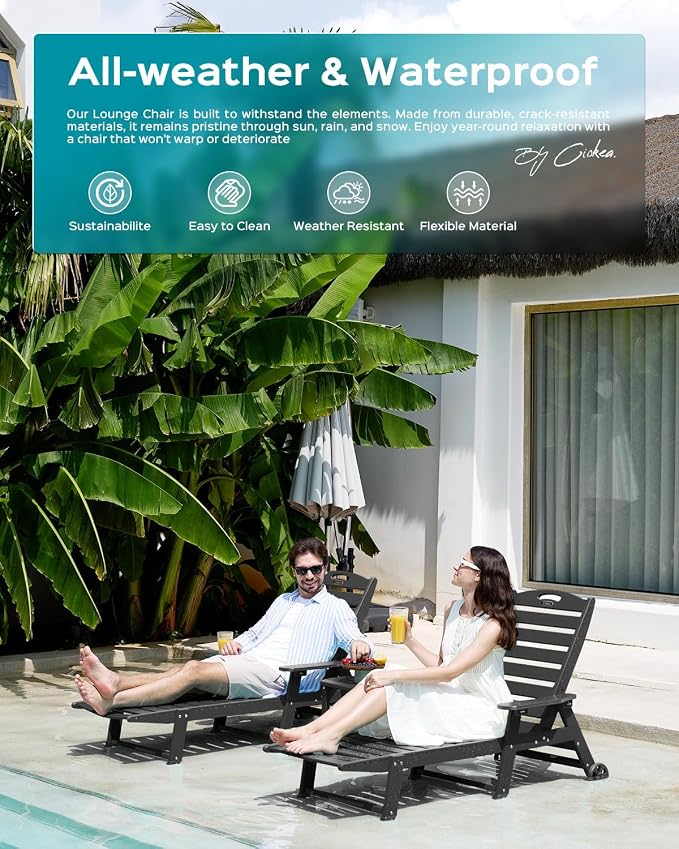 Outdoor Chaise Lounge Chair Set of 2, Patio Lounge Chairs - Image 8