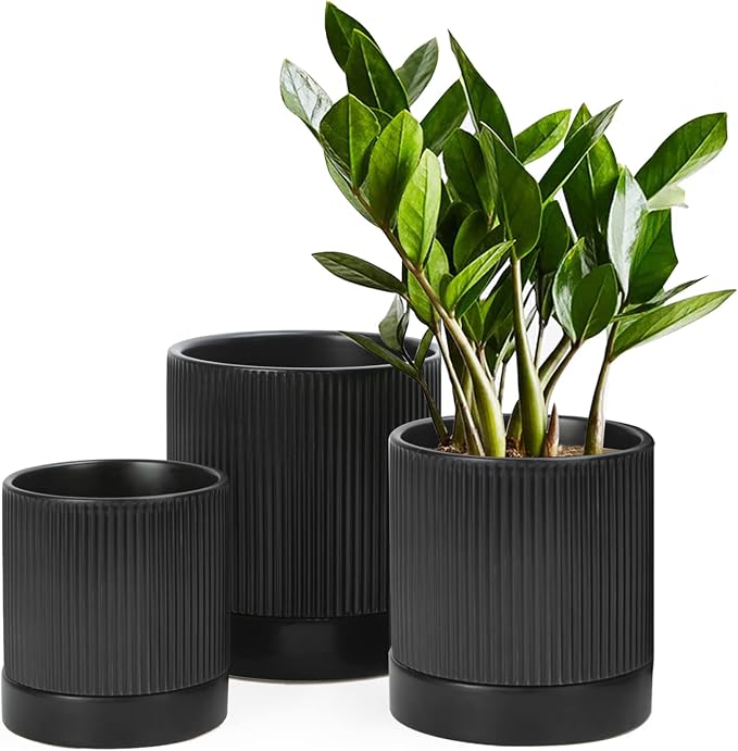 LaDoVita 3 Pack Ceramic Plant Pots 6/5/4 inch, Flowerpot by LaDoVita