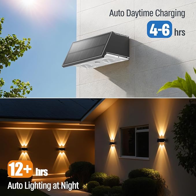 NIORSUN Solar Fence Lights, 24 Pack Wall Lights Waterproof, Led Outdoor Lights - Image 6