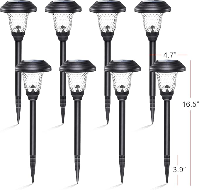 GIGALUMI 8 Pack Solar Pathway Lights, Solar Garden Lights Outdoor Warm White - Image 2