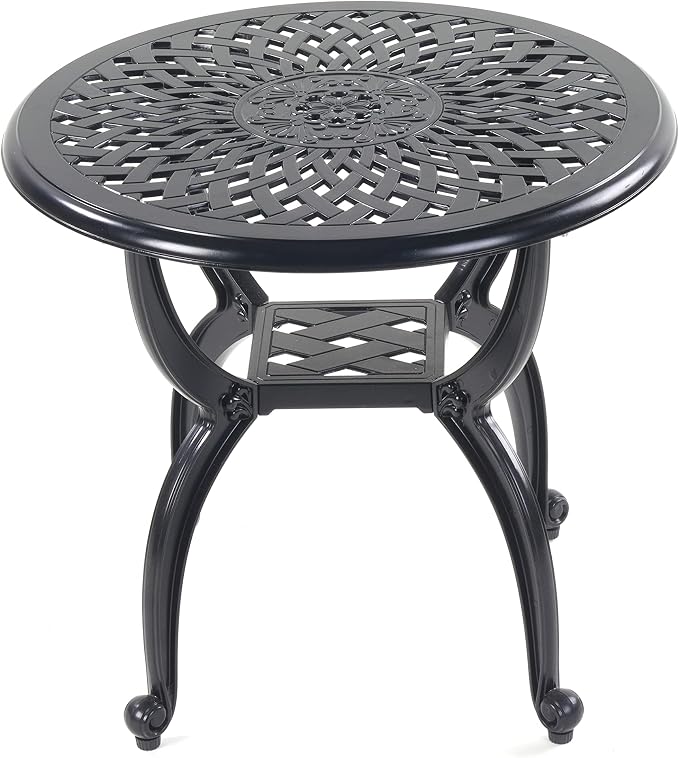 Mandolin Outdoor Patio, Rust -Resistant Cast Aluminum Side Table, Weather - Image 8