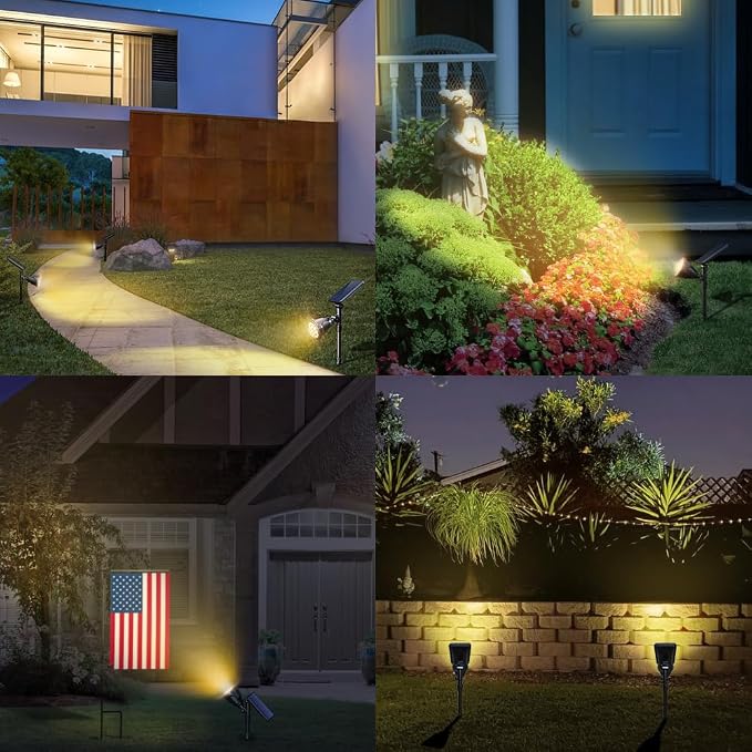 Solar Spotlights, 18 LED Solar Lights Outdoor Waterproof, 2 Mode Soft Warm - Image 2